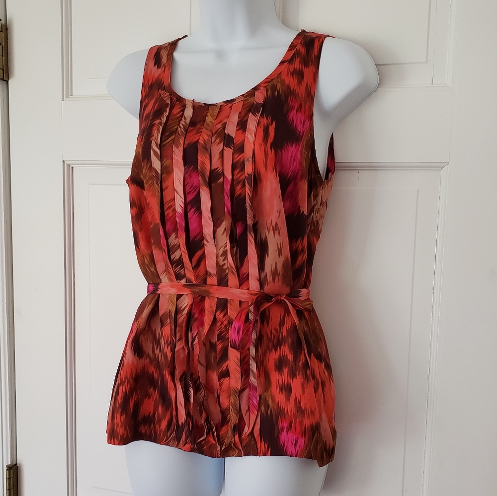 J. Crew Red Sleeveless Silk Blouse Sz 4 - Picture 2 of 5